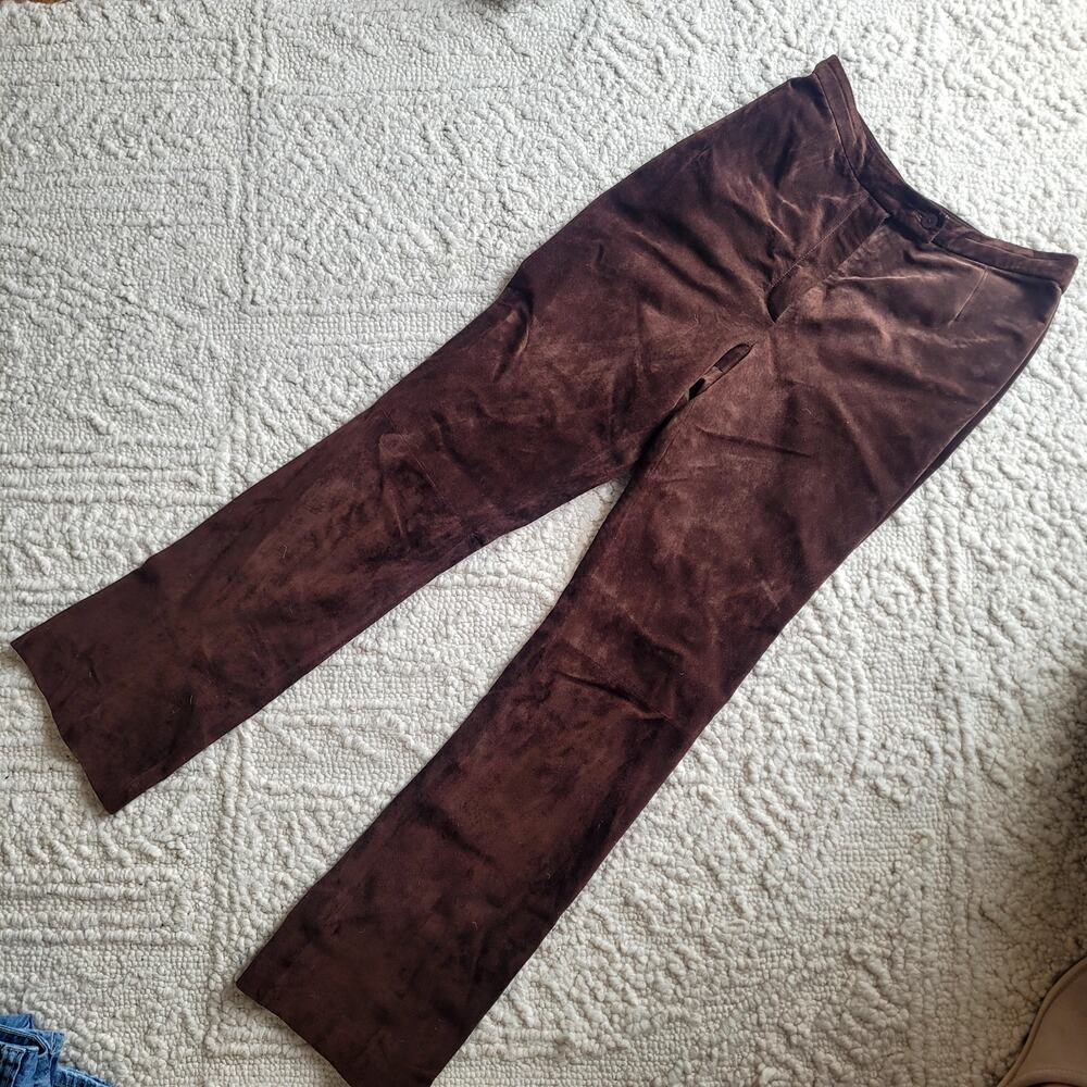 Genuine Brown Suede Leather Lord & Taylor Pants Sz 6